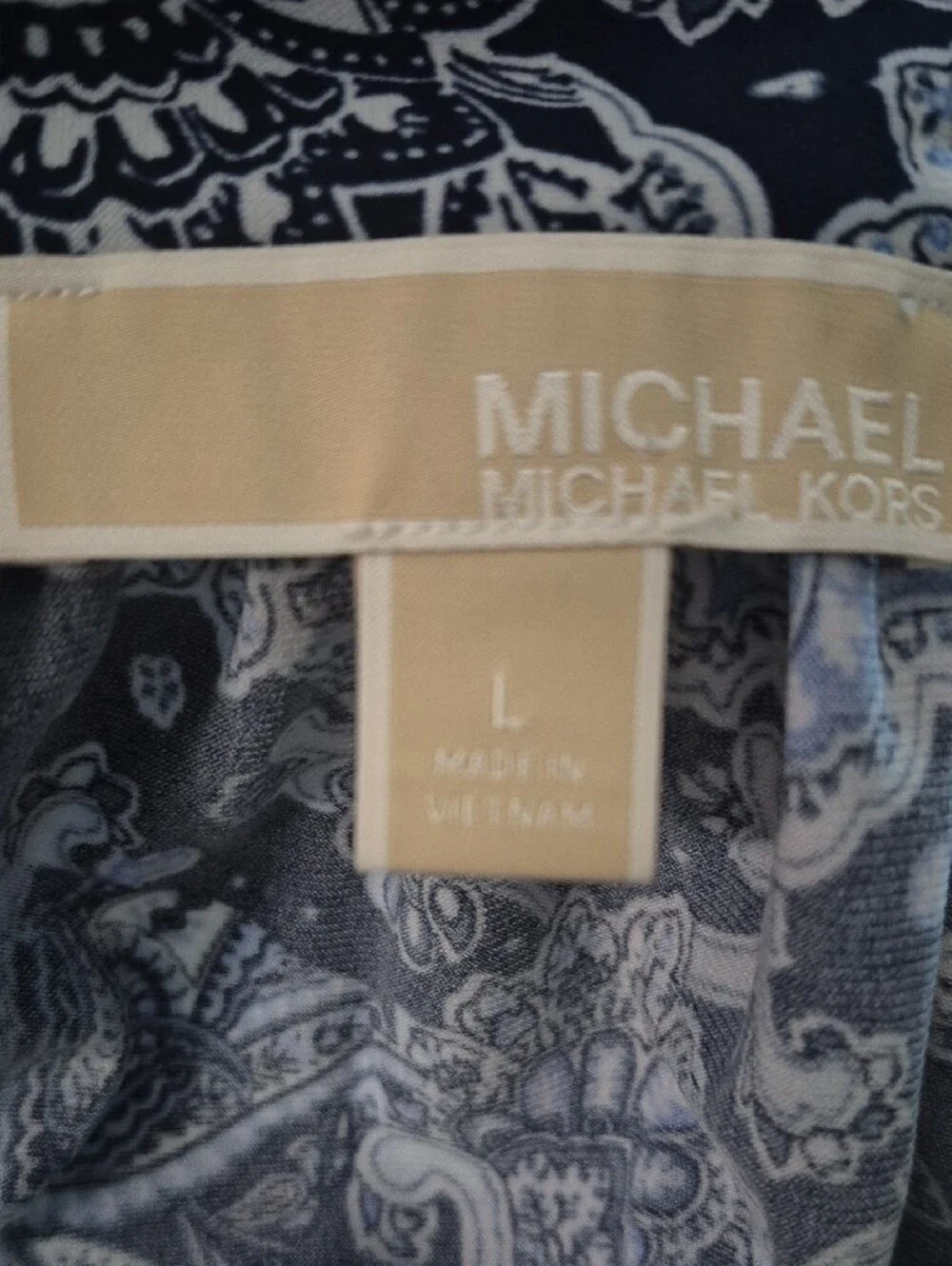 Michael Kors Navy and Light Blue Paisley Square-Neck Tunic